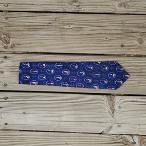 Montebello Men's Navy Blue Nautical Print Silk Tie - Classic Neckwear